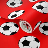 Three Inch Black and White Sports Soccer Balls on Red