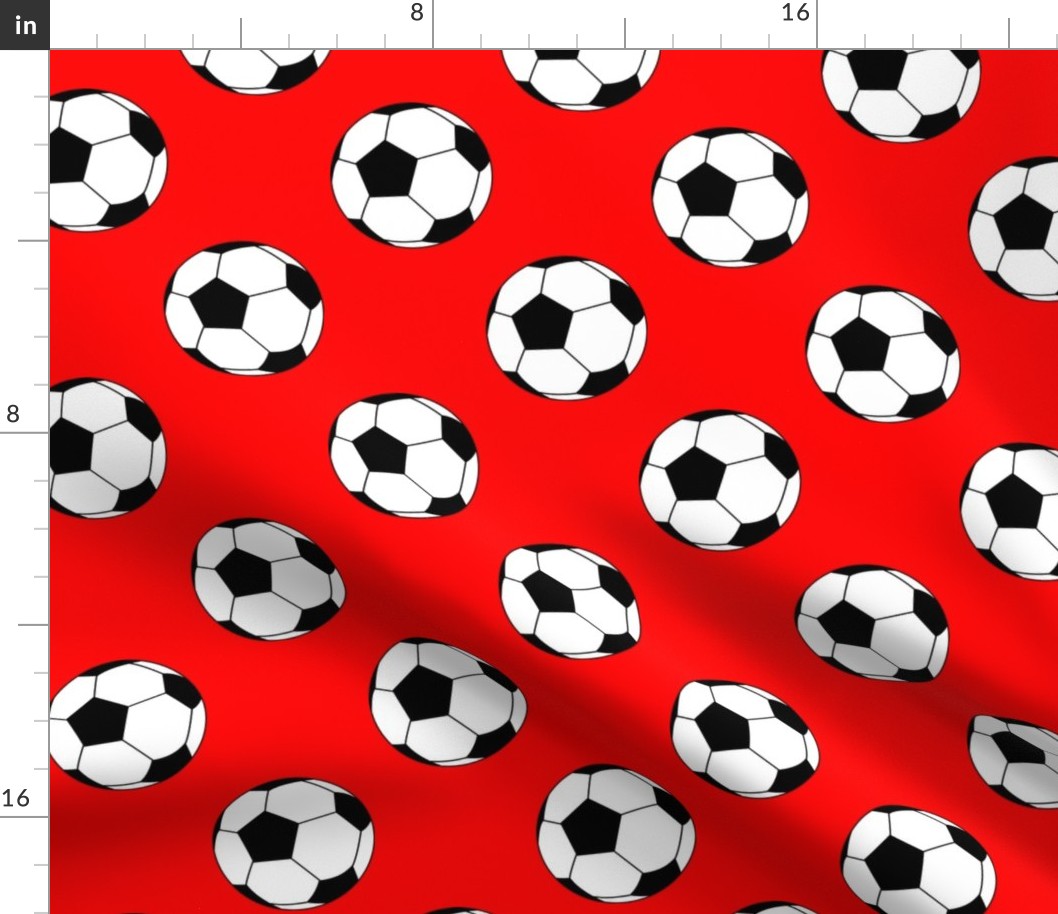 Three Inch Black and White Sports Soccer Balls on Red