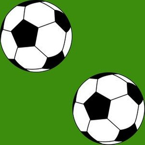 Three Inch Black and White Sports Soccer Balls on Apple Green