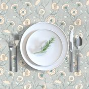 Chinoisserie floral dove grey. Retro trailing floral on soft grey background.