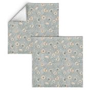 Chinoisserie floral dove grey. Retro trailing floral on soft grey background.
