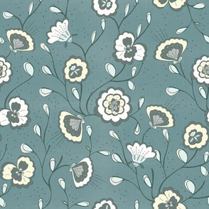 Chinoisserie floral teal