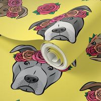 all the pit bulls - floral crowns -  yellow