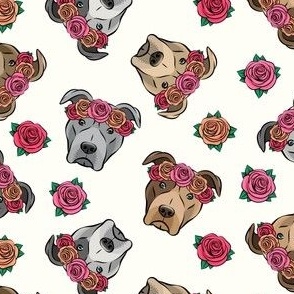 all the pit bulls - floral crowns -  cream