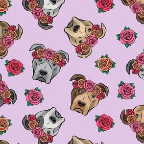 all the pit bulls - floral crowns -  purple
