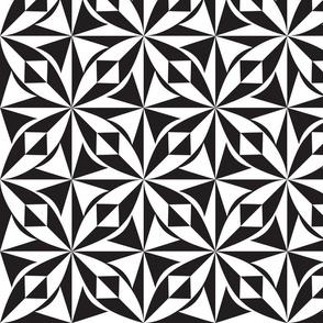 Geometric Shapes Black on White Tiles