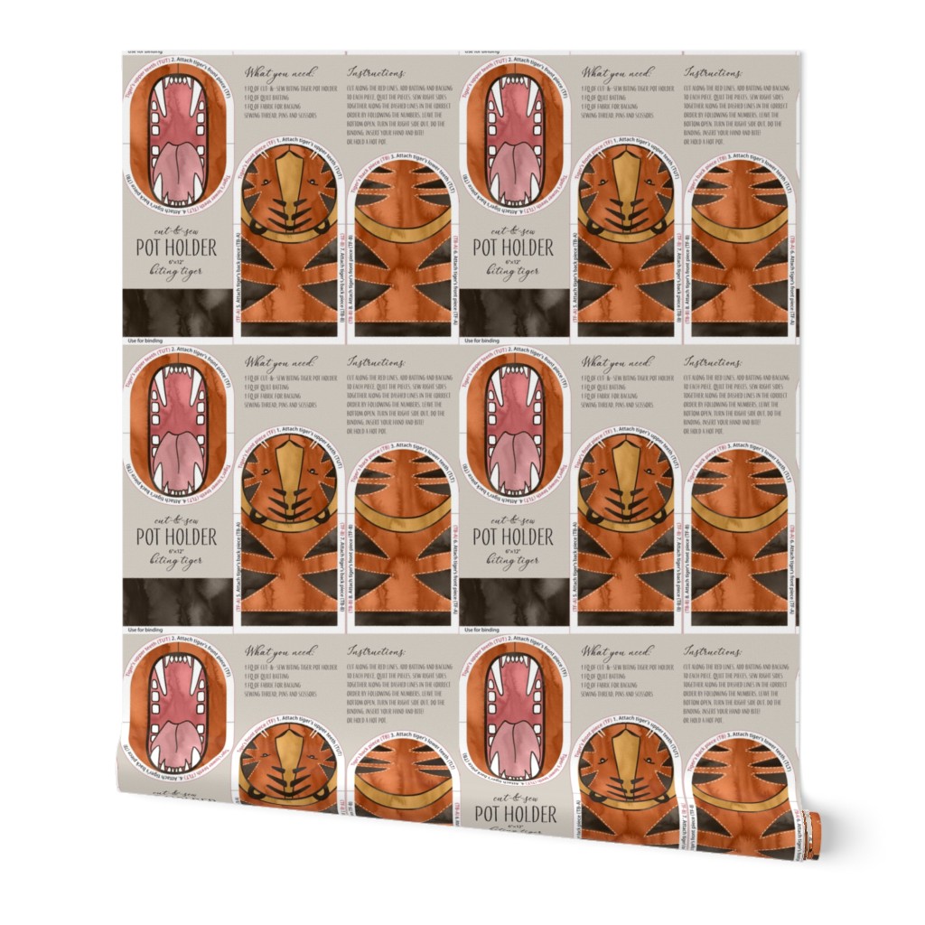 Biting Tiger / Cut-and-Sew Pot Holder