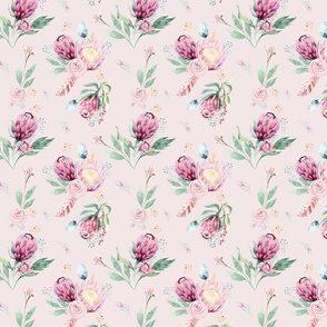 seamless watercolor floral patterns with protea rose 4