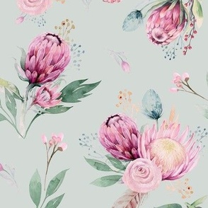 seamless watercolor floral patterns with protea rose 6