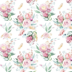 seamless watercolor floral patterns with protea rose 9