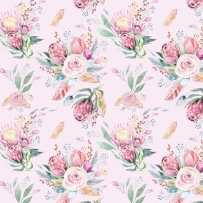 seamless watercolor floral patterns with protea rose 12