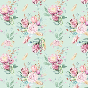 seamless watercolor floral patterns with protea rose 14