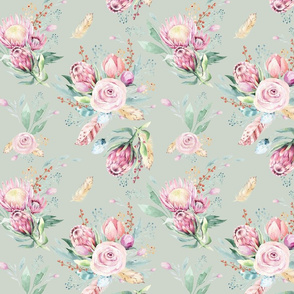 seamless watercolor floral patterns with protea rose 17