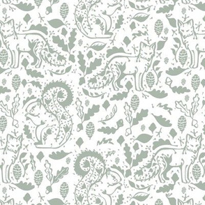 winter fox florals in grey 