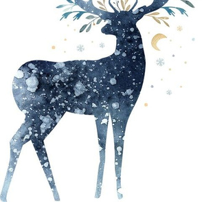 Magic winter holidays forest baby deer animal