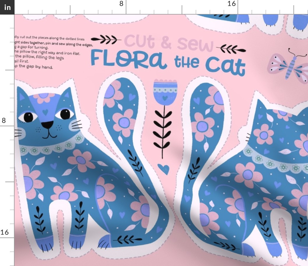 Flora the Cat - cut and sew (blue)