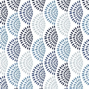 Indigo and Gray Scallop print white rotated by Jac Slade