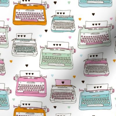 Cute love letter typewriter illustration pattern