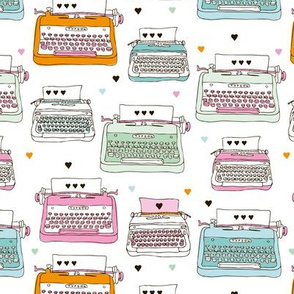 Cute love letter typewriter illustration pattern