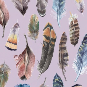 Boho Feathers Pattern-Lilac