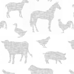 Farm animals - light grey linen on white