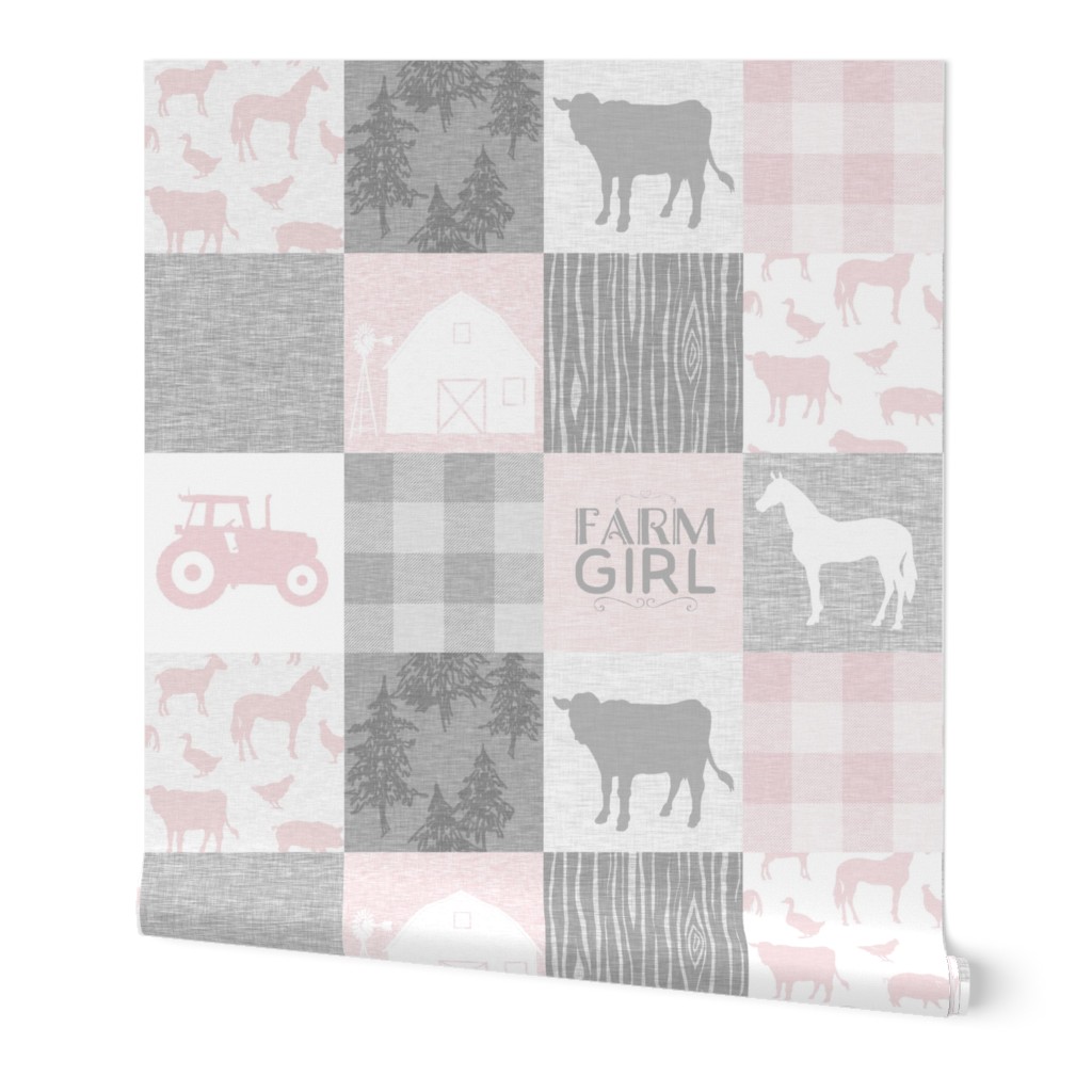 Farm Girl Quilt - warm  pink and grey