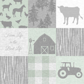 Farm Life is the Best Life Quilt - pastel green and grey