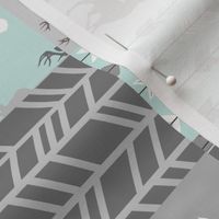 3” wholecloth quilt - whistler village - mint and grey
