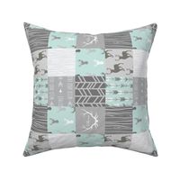 3” wholecloth quilt - whistler village - mint and grey