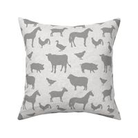 Farm animals - beige linen