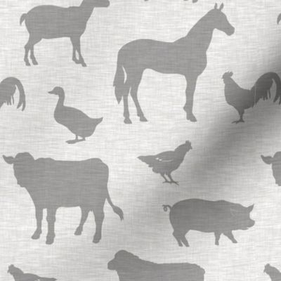 Farm animals - beige linen