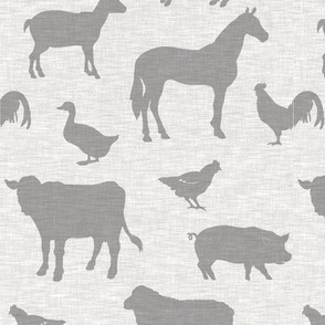 Farm animals - beige linen