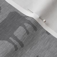 Farm animals - medium grey on grey linen