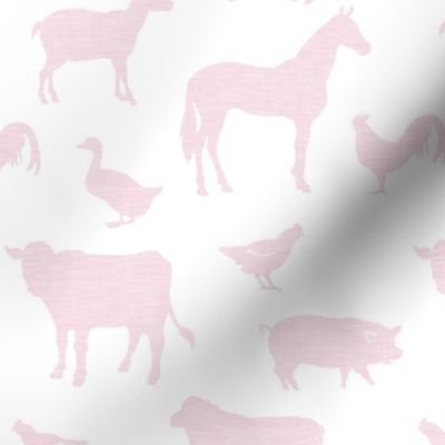 Farm animals - cool pink linen on white