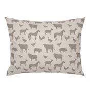 Farm animals - tan light brown linen