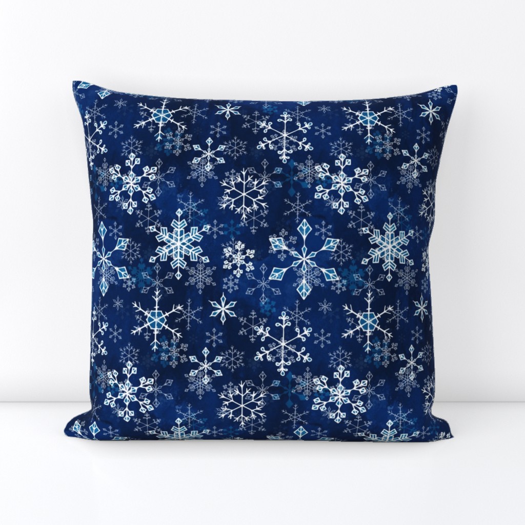 Snowflake crystals in royal blue