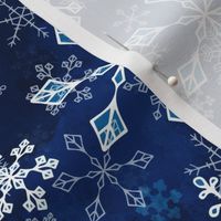 Snowflake crystals in royal blue