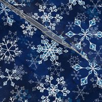 Snowflake crystals in royal blue