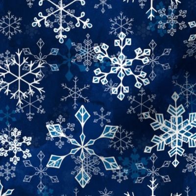 Snowflake crystals in royal blue