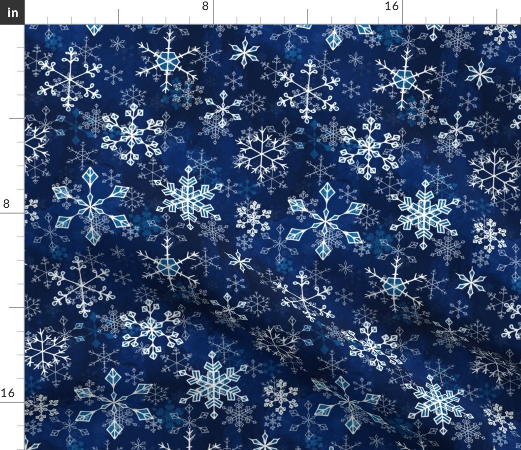 Snowflake crystals in royal blue