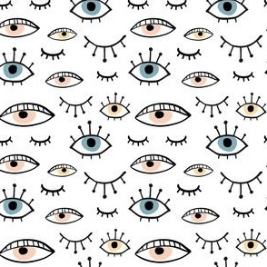 Pattern with hand drawn eyes