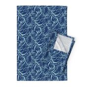 Feathery leaves of China Blue on Deep Indigo - Large Scale