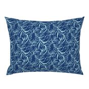 Feathery leaves of China Blue on Deep Indigo - Large Scale