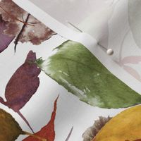 Autumn Fall Leaves Pattern // White