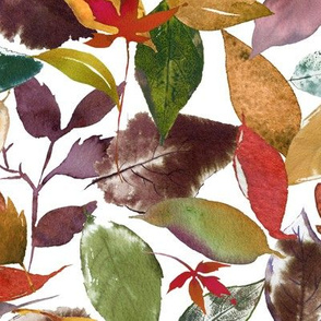 Autumn Fall Leaves Pattern // White