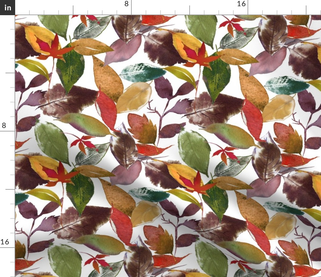 Autumn Fall Leaves Pattern // White