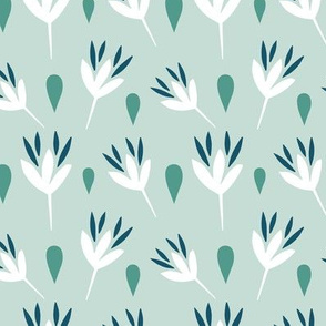 Simple minimalist flowers green pattern