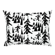 Pine trees On Mountain black and white