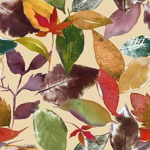 Autumn Fall Leaves Pattern // Biscuit