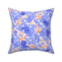 koi pond chinoiserie in tangerine and marine